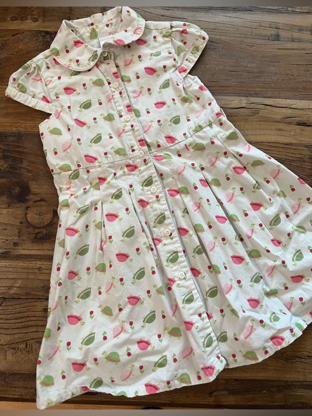 Gymboree Turtle tennis match line collar dress tulips size 5 cotton sundress
